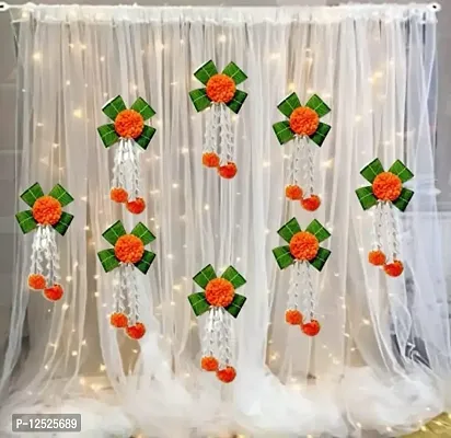 SHREYA-FASHION - Marigold Lilly Flowers Traditional Decoration at Home | Easy Simple Backdrop for Wedding Decoration, Haldi, Mehndi - Pooja Decoration/House Warming Function (Orange, 8)-thumb2