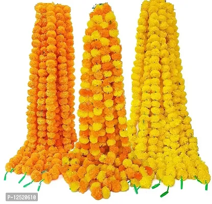 PlantaZee Nutts Artificial Marigold Flower for Home Decoration, Office Decoration, Diwali Decoration,Festival Decoration (Colour- Yellow,Orange,Multi) Pack of 15-thumb0