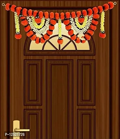 SHREYA-FASHION - Artificial Marigold Mogra Flowers Door Toran / Door Hangings for Home, Office, Garden Decorations Diwali, All Festivals (Orange)-thumb3