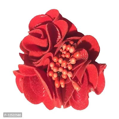 Zelin Fashion Red Fabric Rose Flower Hair Clip For Women ( Pack Of 2 )-thumb0
