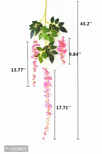 DearHouse 6 Pieces 3.6 Feet Artificial Wisteria Garland, Artificial Flowers Garland Silk Wisteria Vine Hanging Flower for Wedding Home Party Garden Outdoor (Pink)-thumb3
