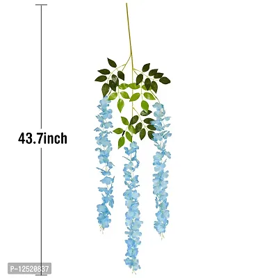 DearHouse 6 Pack 3.75 Feet/Piece Artificial Fake Wisteria Vine Ratta Hanging Garland Silk Flowers String Home Party Wedding Dec (Blue)-thumb4