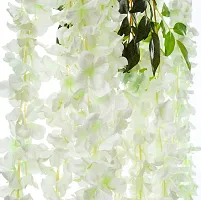 FULWARI FLOWER Artificial Polyester and Plastic Hanging Orchid Flower Vine (White, 110 cm Tall) - Set of 6-thumb1