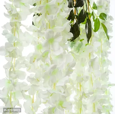 FULWARI FLOWER Artificial Polyester and Plastic Hanging Orchid Flower Vine (White, 110 cm Tall) - Set of 6-thumb2
