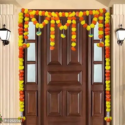 SHREYA-FASHION?- Artificial Marigold Fluffy Flower Door Toran/Bandhanwar Garlands Hanging Door Toran, Doorway for All Festivals and Special Events, Home, Office, Garden Diwali Decorations (3)
