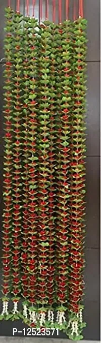 SHREYA-FASHION - Artificial Red Roses (Gulab) with Green Leaf Base , Garland for Decoration Festival Navratri, Diwali, Temple and Home 158 cm (5.3 ft) Pack of 5-thumb2