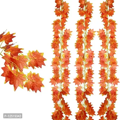 12 Pack Autumn Artificial Silk Maple Leaf Garland-Dearhouse Autumn Leaves Garland Hanging Plant for Home Kitchen Thanksgiving Autumns Decor