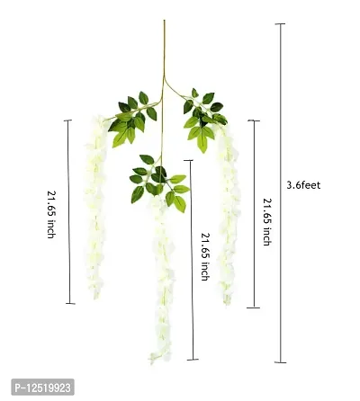 FULWARI FLOWER Artificial Polyester and Plastic Hanging Orchid Flower Vine (White, 110 cm Tall) - Set of 6-thumb5