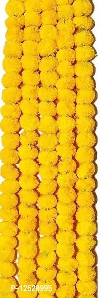 Vivan Enterprises Designer Fluffy Artificial Yellow Marigold Flower Long Garland for Home D?cor/ Office / Door Decoration Toran / Diwali and Festivals Pack of 10 (Pack of 10, Yellow)