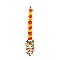 SHREYA-FASHION - Artificial Marigold Flowers String with Decorative Bells, Wall/Door Hanging for Home/Wedding/Festival Decoration, Multicolor (Pack of 4)-thumb1