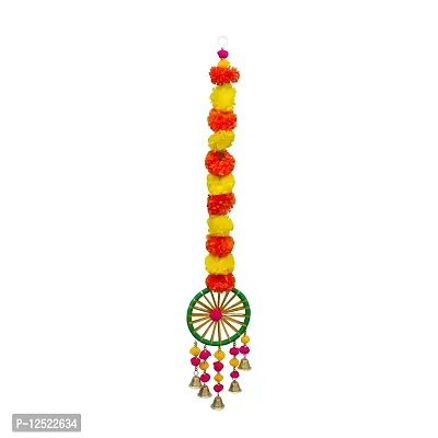 SHREYA-FASHION - Artificial Marigold Flowers String with Decorative Bells, Wall/Door Hanging for Home/Wedding/Festival Decoration, Multicolor (Pack of 4)-thumb2