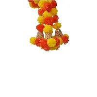 SHREYA-FASHION - Artificial Marigold (Yollew+Orange) Flowers Ladkan Bandhanwar with Golden Bells Garlands Door Toran /Door Hangings/ Latkans Diwali Decoration Item for Home,Office,Garden Decorations-thumb2