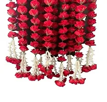 Sellplus Artificial Red Ross (Gulab), 53 Flowers In Each String/Ladi & 155 Cm/ 5 Ft Long, Garland For Decoration Festival Navratri, Diwali, Marriages, Temple And Home/Office Inauguration Pack Of 4-thumb3