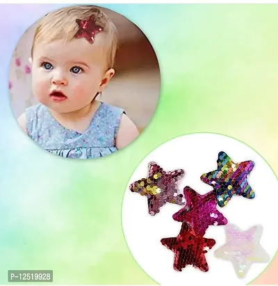 Bow shape Glitter Hair Clips for Girl Multi Color Sparkly sequins hair bows Alligator Clips for Baby Girls Teens Toodlers (pack of 5)-thumb2