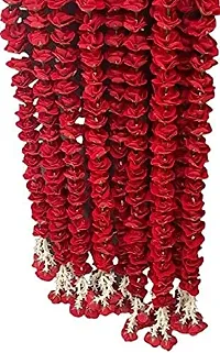 Sellplus Artificial Red Ross (Gulab), 53 Flowers In Each String/Ladi & 155 Cm/ 5 Ft Long, Garland For Decoration Festival Navratri, Diwali, Marriages, Temple And Home/Office Inauguration Pack Of 4-thumb1