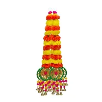 SHREYA-FASHION - Artificial Marigold Flowers String with Decorative Bells, Wall/Door Hanging for Home/Wedding/Festival Decoration, Multicolor (Pack of 4)-thumb3