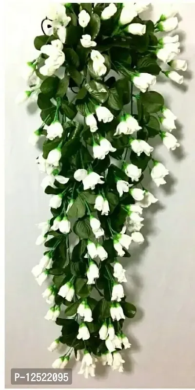 FULWARI FLOWER Artificial Hanging Orchid Rose Shaped Flowers (White, Pack Of 1)-thumb0