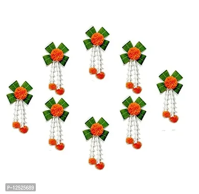 SHREYA-FASHION - Marigold Lilly Flowers Traditional Decoration at Home | Easy Simple Backdrop for Wedding Decoration, Haldi, Mehndi - Pooja Decoration/House Warming Function (Orange, 8)
