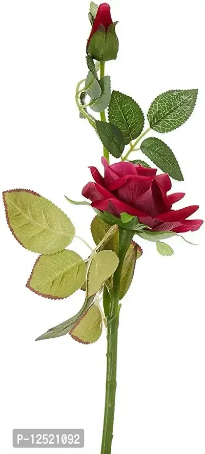 FULWARI FLOWER Artificial Beautiful Single Velvet Rose Stick (45 cm Tall, 2 Heads) Pink