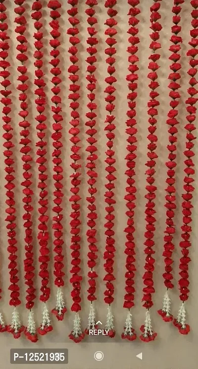 Sellplus Artificial Red Ross (Gulab), 53 Flowers In Each String/Ladi & 155 Cm/ 5 Ft Long, Garland For Decoration Festival Navratri, Diwali, Marriages, Temple And Home/Office Inauguration Pack Of 4-thumb0