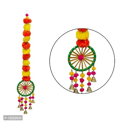 SHREYA-FASHION - Artificial Marigold Flowers String with Decorative Bells, Wall/Door Hanging for Home/Wedding/Festival Decoration, Multicolor (Pack of 4)-thumb5