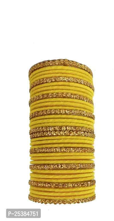 Elegant Yellow Glass Bangles Set For Women-thumb0