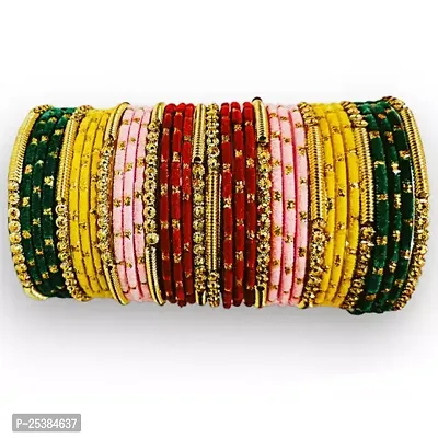 Elegant Multicoloured Glass Bangles Set For Women