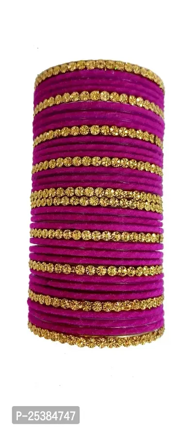 Elegant Magenta Glass Bangles Set For Women