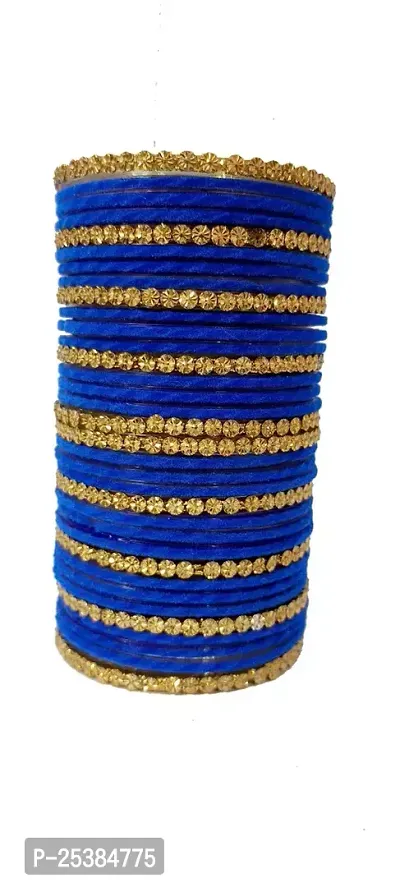 Elegant Blue Glass Bangles Set For Women