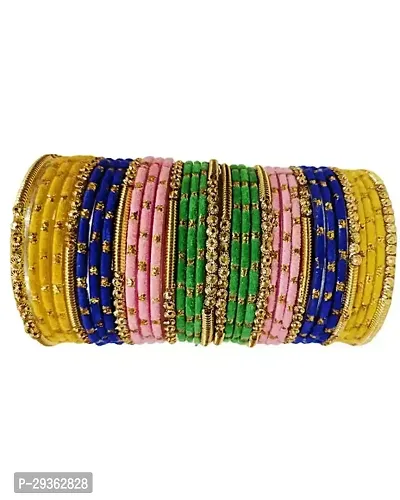 Elegant Multicoloured Glass Bangles Set For Women-thumb0