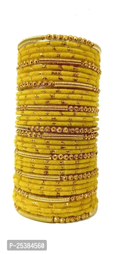 Elegant Yellow Glass Bangles Set For Women-thumb0