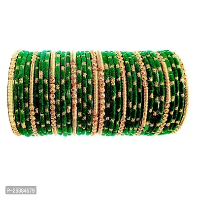 Elegant Green Glass Bangles Set For Women