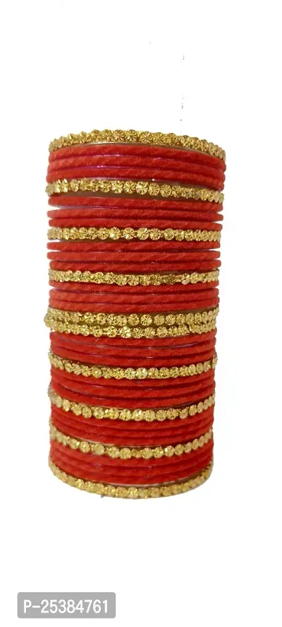 Elegant Red Glass Bangles Set For Women-thumb0