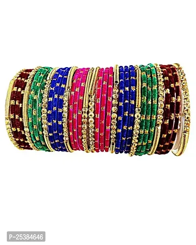 Elegant Multicoloured Glass Bangles Set For Women