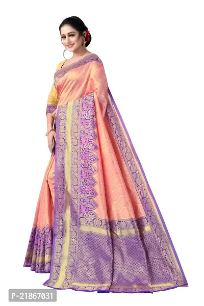 Elegant Litchi Silk Designer Banarasi Women Saree with Blouse Piece-thumb2