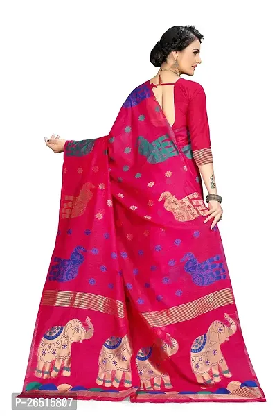 DHRUTI Creation Women's Cotton Designer Jamdani Saree (Gajgamini Pink)-thumb4