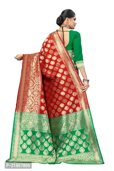 Elegant Litchi Silk Banarasi Half And Half Women Saree with Blouse Piece-thumb4