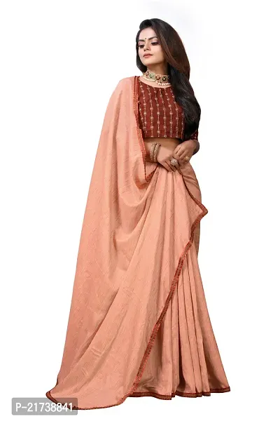 Beautiful Silk Blend Lace Work Saree With Blouse Piece-thumb3