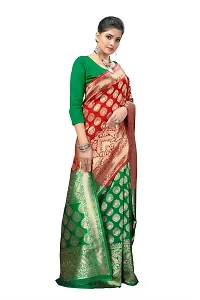 Elegant Litchi Silk Banarasi Half And Half Women Saree with Blouse Piece-thumb2