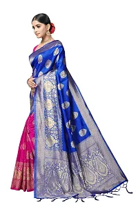 Fancy Silk Blend Saree With Blouse Piece For Women-thumb1