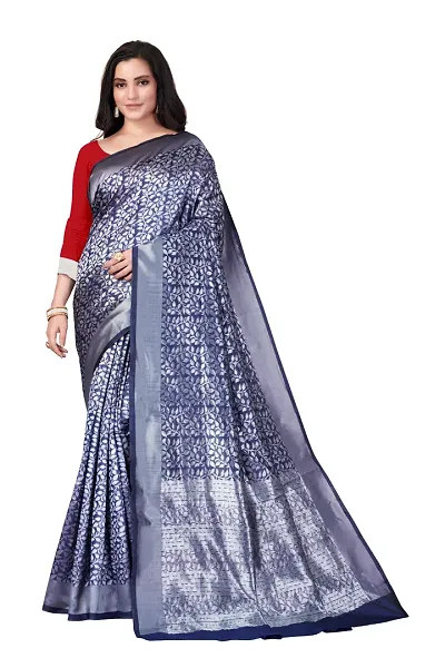 AtyantahWomen's Litchi Silk Designer Banarasi Saree (Radhika)