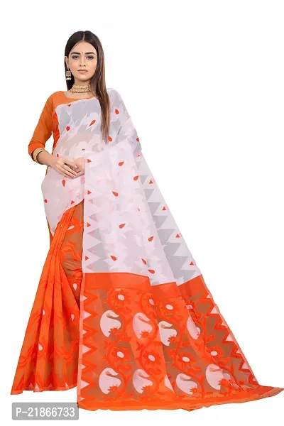 Elegant Cotton Designer Jamdani Women Saree with Blouse Piece-thumb0