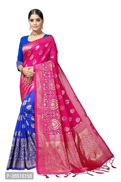 DHRUTI Creation Women's Litchi Silk Banarasi Half  Half Saree (Amba Pink)