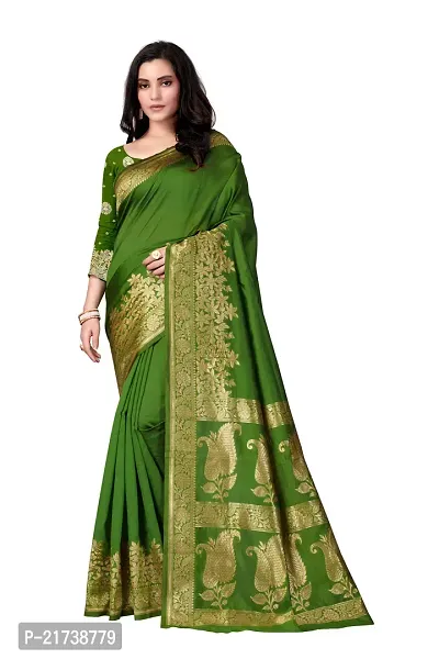 Beautiful Silk Blend Jacquard Saree With Blouse Piece