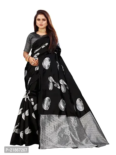 Elegant Litchi Silk Designer Banarasi Women Saree with Blouse Piece