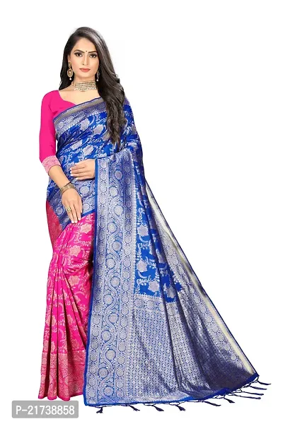 Beautiful Silk Blend Jacquard Saree With Blouse Piece
