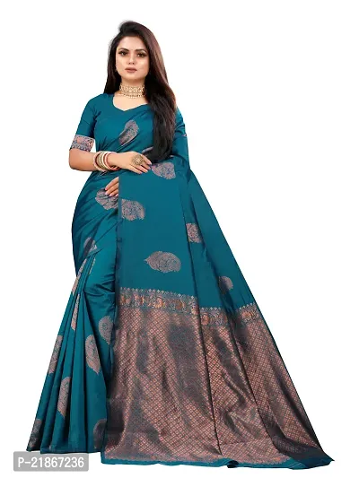 Elegant Litchi Silk Designer Banarasi Women Saree with Blouse Piece