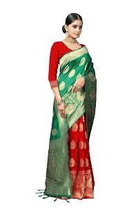 DHRUTI Creation Women's Litchi Silk Banarasi Half  Half Saree (Ambika Green)-thumb2