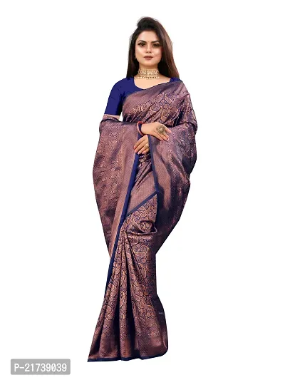 Beautiful Silk Blend Jacquard Saree With Blouse Piece-thumb3