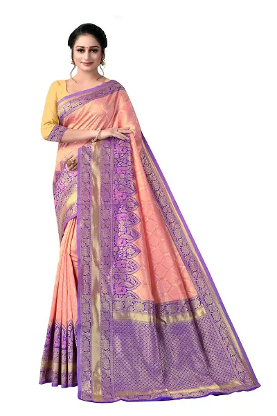 Glamorous Silk Blend Saree with Blouse piece 